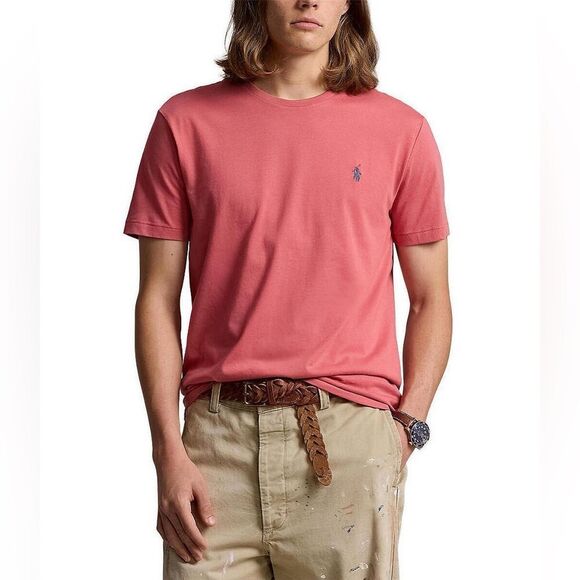 Polo Ralph Lauren Red Classic Fit Jersey Short Sleeve T-Shirt Size Large 2 0425 - Picture 1 of 4